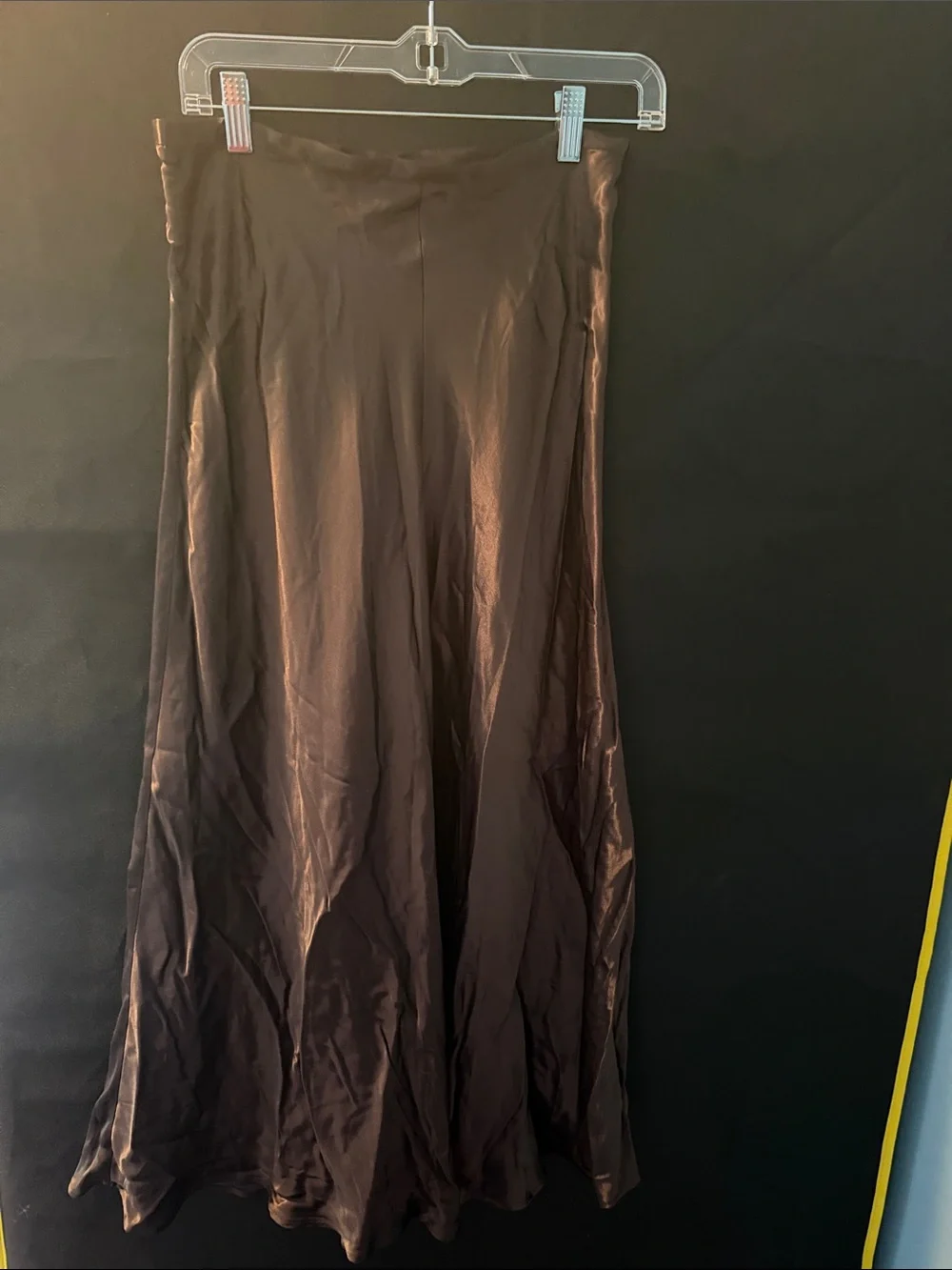 Satin A-Line Maxi Skirt - Chocolate Brown